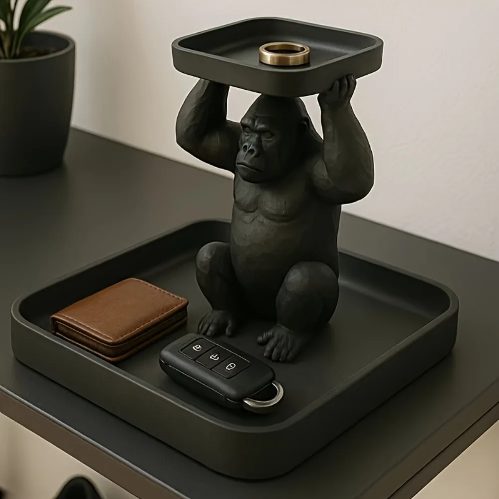 A Gorilla Statue Tray Decoration, Perfect for Storing Keys, Wallets, Jewelry, Jewelry, and Other Decorative Accessories. It Can
A Gorilla Statue Tray Decoration, Perfect for Storing Keys, Wallets, Jewelry, Jewelry, and Other Decorative Accessories. It Can