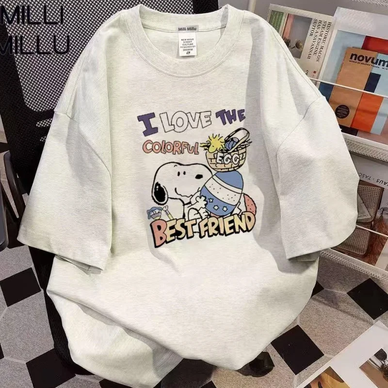 Kawaii cartoon cartoon Snoopy white short-sleeved T-shirt loose fashionable casual and versatile home clothes holiday gift new
Kawaii cartoon cartoon Snoopy white short-sleeved T-shirt loose fashionable casual and versatile home clothes holiday gift new