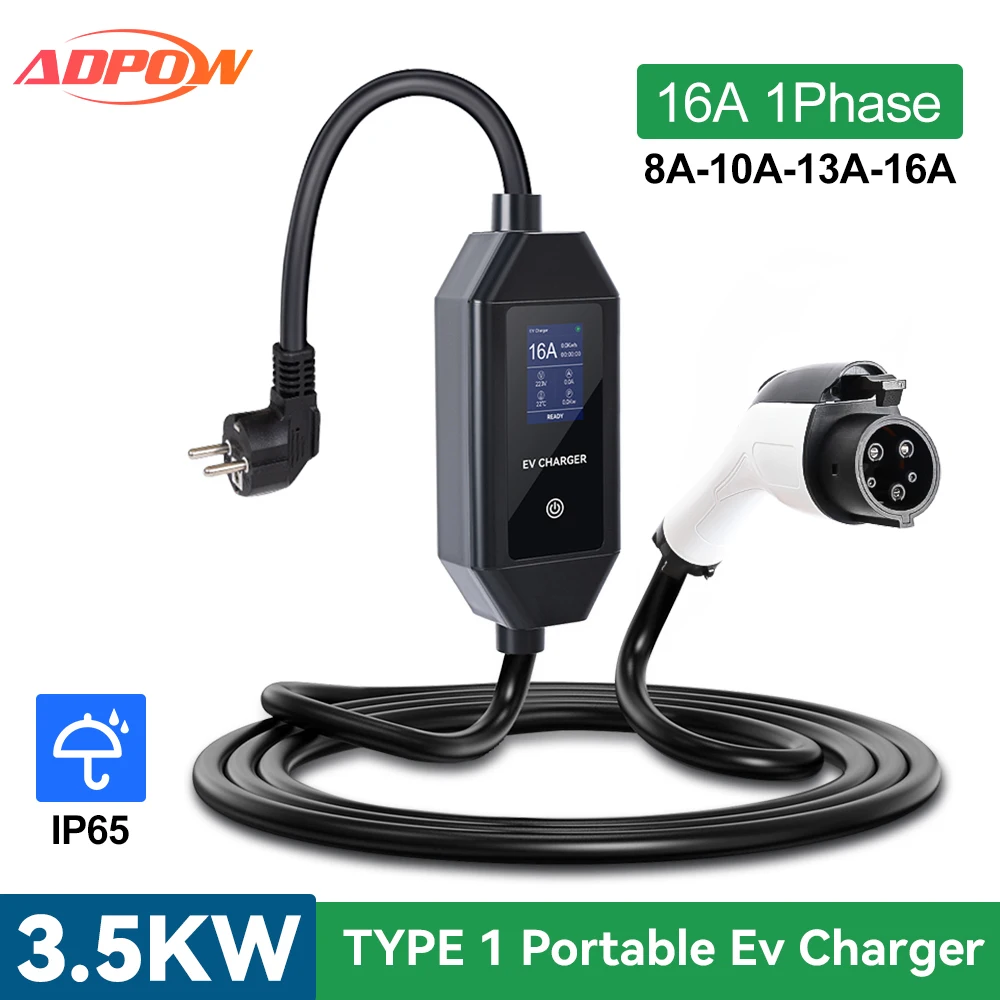 ADPOW W3 16A Type1 EV Chargers SAE J1772 Socket 3.5KW 3.5M Cable Wallbox Current Adjustable Charging Accessories For EV Cars
ADPOW W3 16A Type1 EV Chargers SAE J1772 Socket 3.5KW 3.5M Cable Wallbox Current Adjustable Charging Accessories For EV Cars