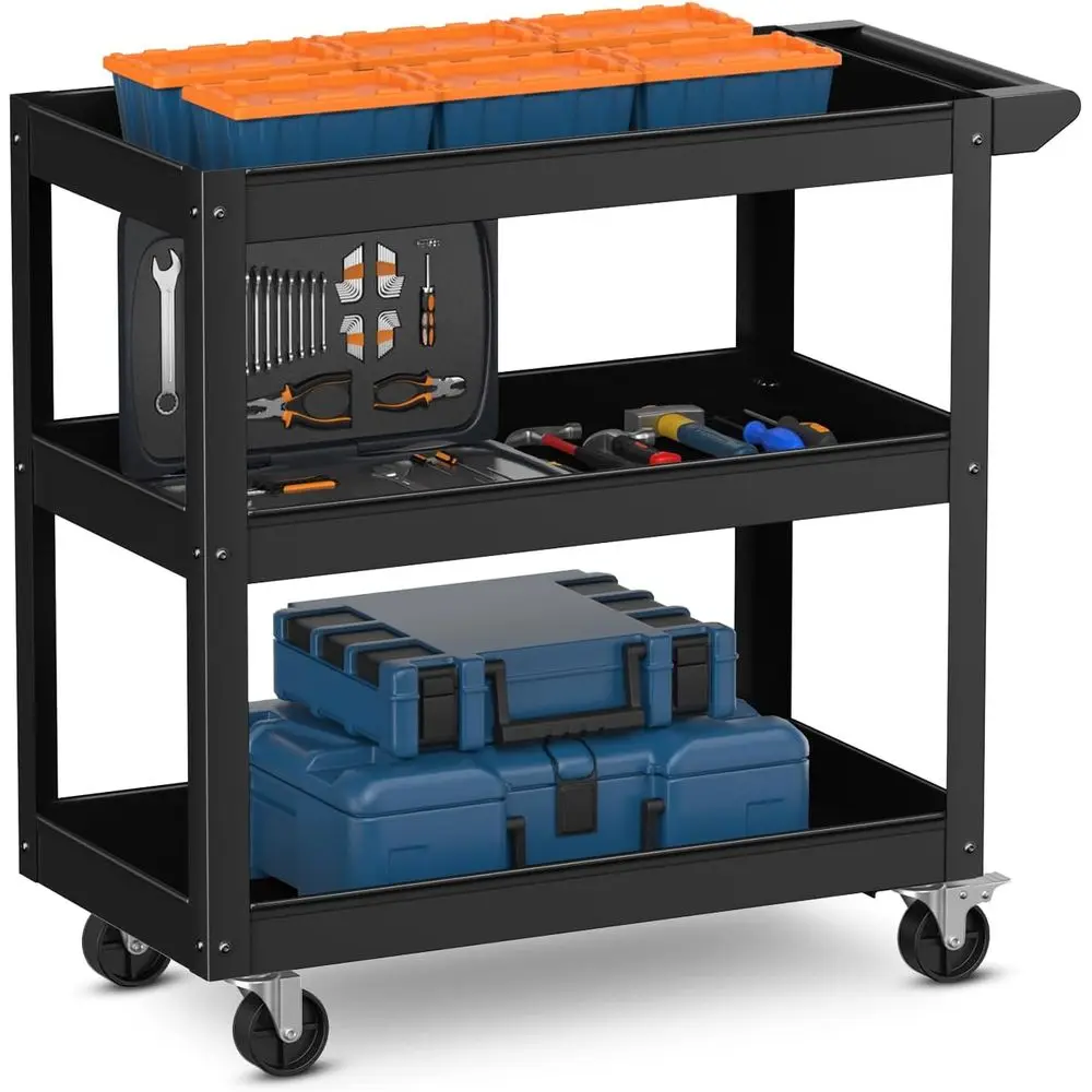 3-Layer Rolling Utility Cart, 400LBS Storage Trolley with Flat Handle and Lockable Wheels for Garage, Kitchen,Hotel and Workshop
3-Layer Rolling Utility Cart, 400LBS Storage Trolley with Flat Handle and Lockable Wheels for Garage, Kitchen,Hotel and Workshop