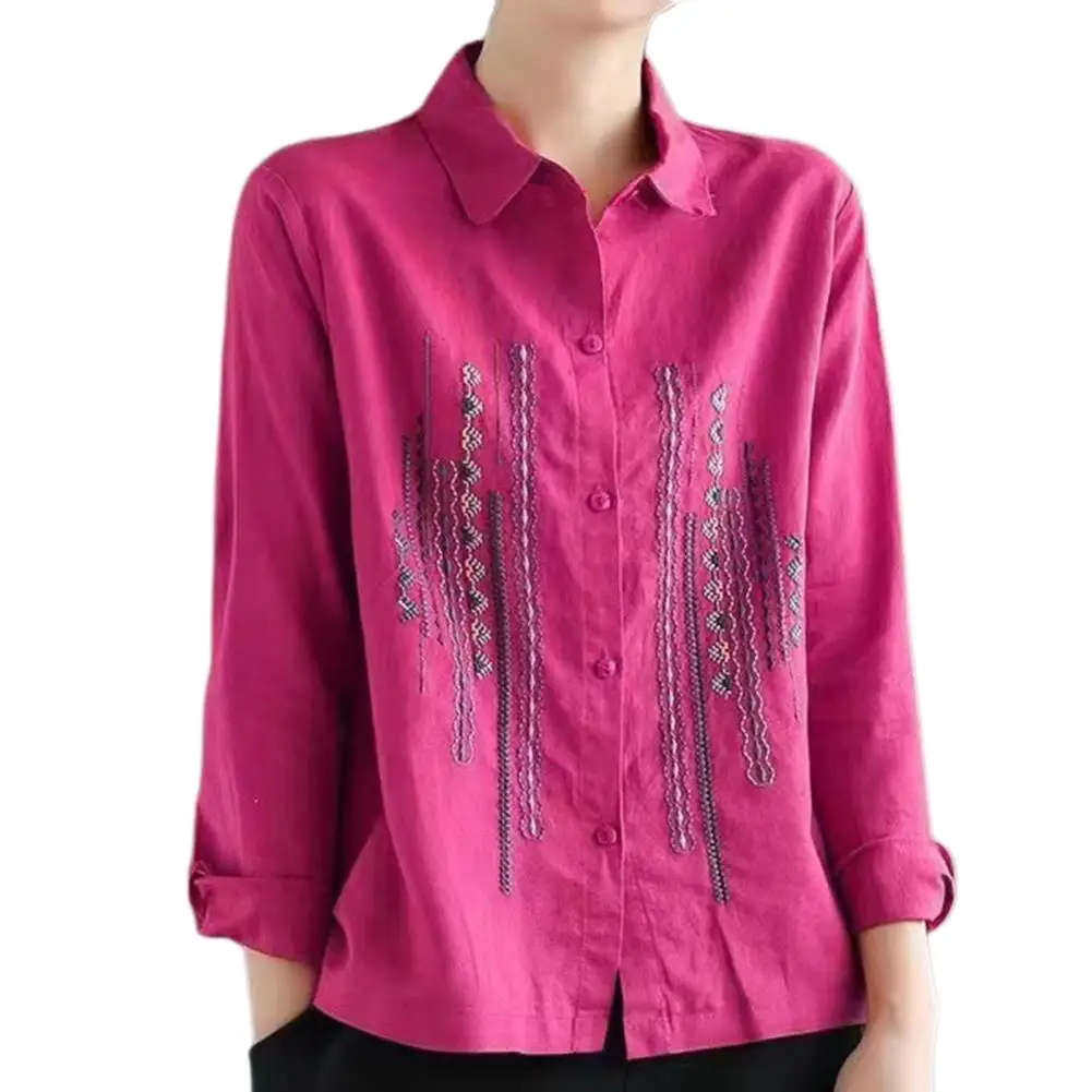 Women Loose Fit Top Embroidered Lapel Shirt for Women Loose Fit Spring Top with Single Breasted Detail Stylish for Ladies
Women Loose Fit Top Embroidered Lapel Shirt for Women Loose Fit Spring Top with Single Breasted Detail Stylish for Ladies