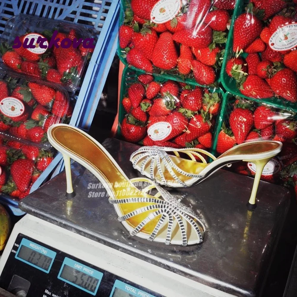 Rhinestone Slip On Mules Round Toe Thin Heels Women's Slippers Solid Stiletto 2023 New Arrival Elegant Party Shoes Luxury Sexy
Rhinestone Slip On Mules Round Toe Thin Heels Women's Slippers Solid Stiletto 2023 New Arrival Elegant Party Shoes Luxury Sexy