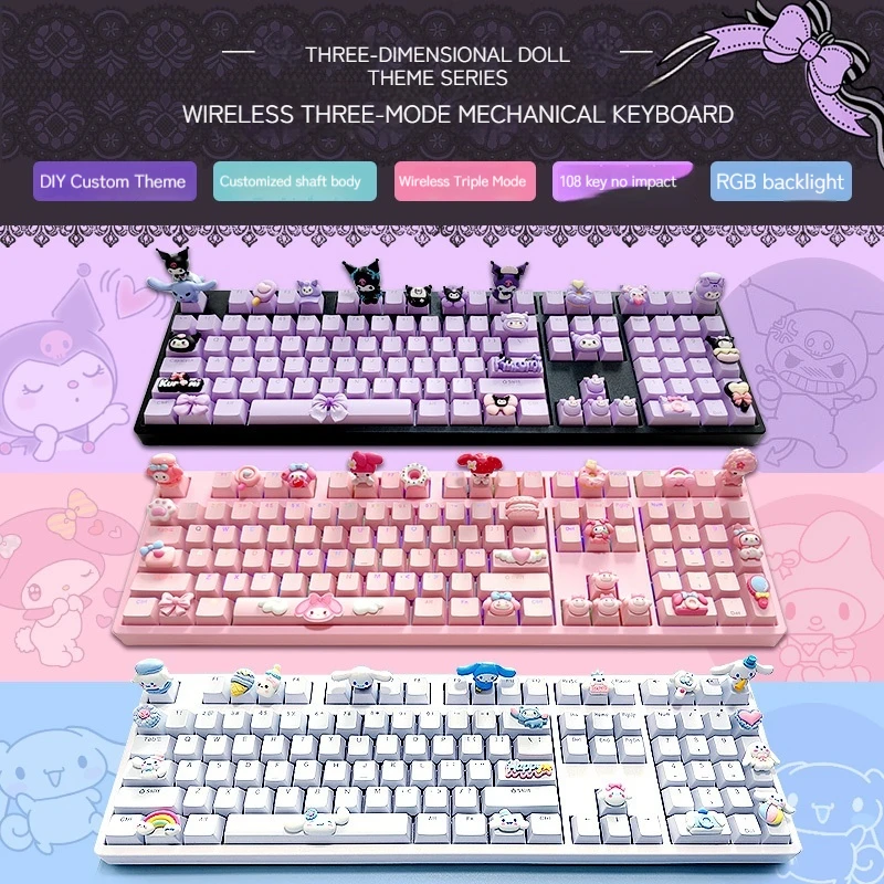 Manual Diy 108 Key Kuromi Mechanical Keyboard Sanrio Melody Theme Kawaii Three Mode Keyboard Rgb Light Decorations Birthday Gift
Manual Diy 108 Key Kuromi Mechanical Keyboard Sanrio Melody Theme Kawaii Three Mode Keyboard Rgb Light Decorations Birthday Gift