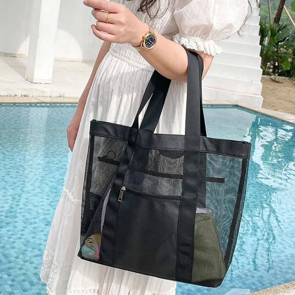 Простая пляжная сумка из ПВХ, летняя сумка для хранения, прозрачная сетчатая сумка, сумка для плавания и фитнеса, сумка-тоут, дорожная сумка через плечо для женщин
Простая пляжная сумка из ПВХ, летняя сумка для хранения, прозрачная сетчатая сумка, сумка для плавания и фитнеса, сумка-тоут, дорожная сумка через плечо для женщин
