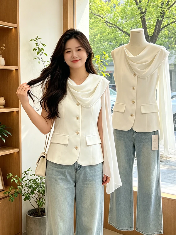 Elegant Asymmetrical Shoulder Wrap Non-Repeating Design Summer New Style Women's Sleeveless Vest Thinming Fashion Top
Elegant Asymmetrical Shoulder Wrap Non-Repeating Design Summer New Style Women's Sleeveless Vest Thinming Fashion Top