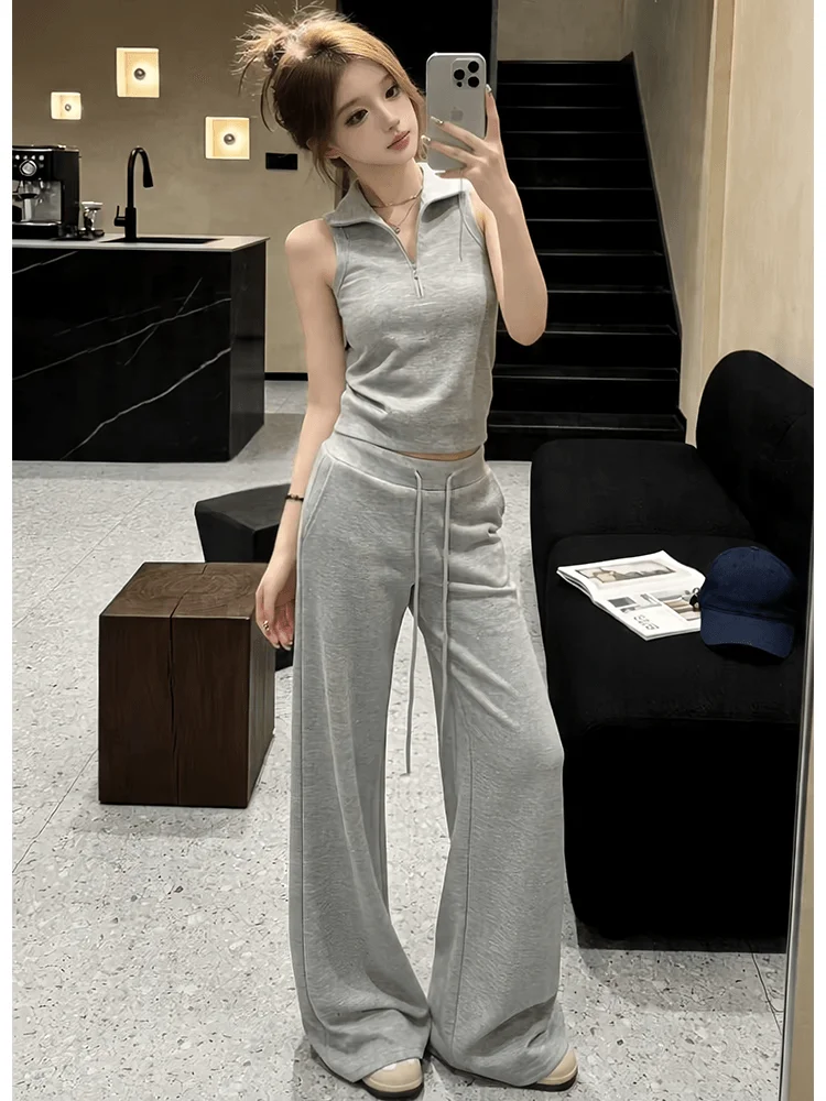 Summer New Style Women's Sporty Casual Slimming Sleeveless Tank Top And Wide Leg Pants Fashionable Two Piece Set Breathable
Summer New Style Women's Sporty Casual Slimming Sleeveless Tank Top And Wide Leg Pants Fashionable Two Piece Set Breathable