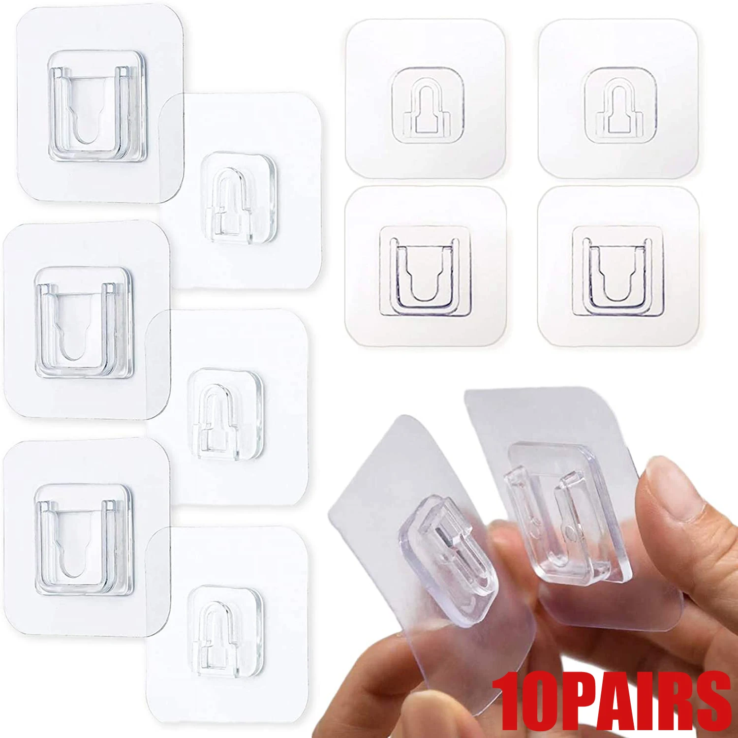 10 Pairs Double Sided Adhesive Wall Hooks Hanger Waterproof Transparent Suction Cup Storage Hook for Kitchen Bathroom
10 Pairs Double Sided Adhesive Wall Hooks Hanger Waterproof Transparent Suction Cup Storage Hook for Kitchen Bathroom