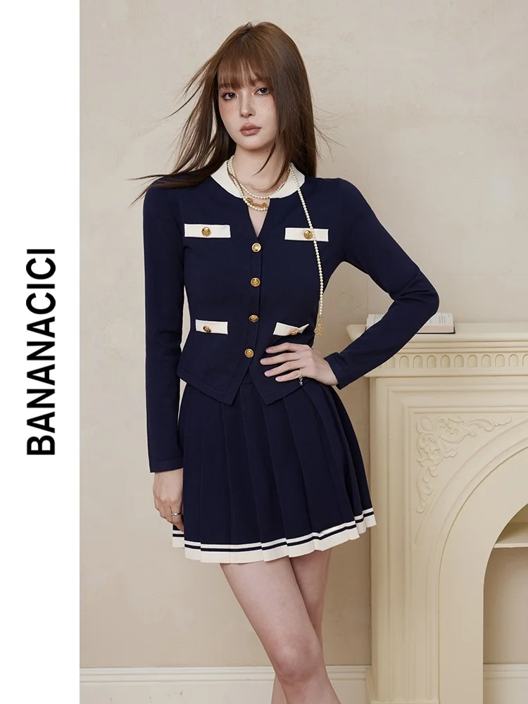Banana Cici Vintage Preppy Sle V-Ne Knitted ort Cardigan High Waist A-Line Skirt Women's Sweet Sle Faion Skirt
Banana Cici Vintage Preppy Sle V-Ne Knitted ort Cardigan High Waist A-Line Skirt Women's Sweet Sle Faion Skirt