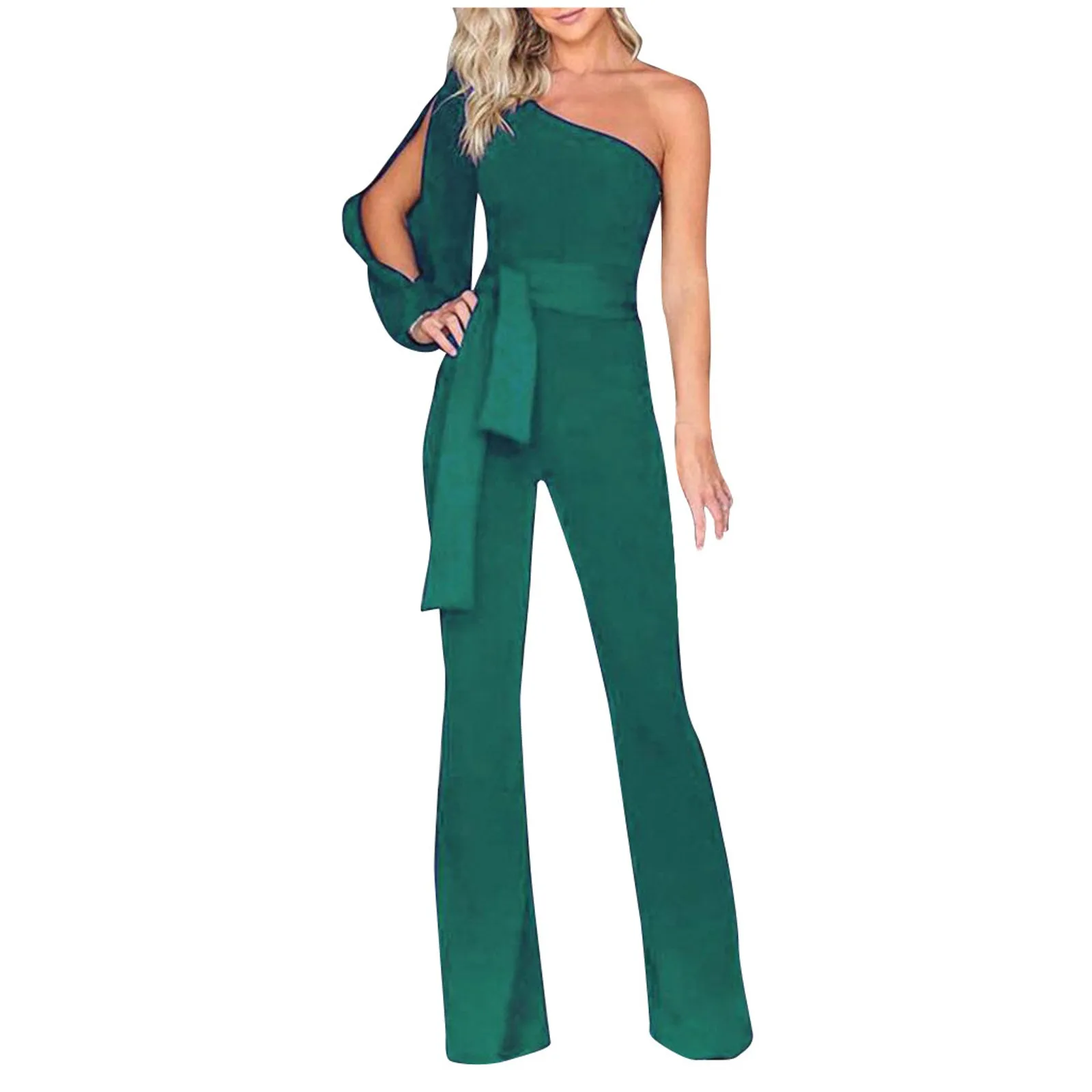 Women'S One-Shoulder Jumpsuits Fashion High-Waisted Solid Color Jumpsuits Open Long-Sleeved Slim Fit Sexy Jumpsuits With Belt
Women'S One-Shoulder Jumpsuits Fashion High-Waisted Solid Color Jumpsuits Open Long-Sleeved Slim Fit Sexy Jumpsuits With Belt