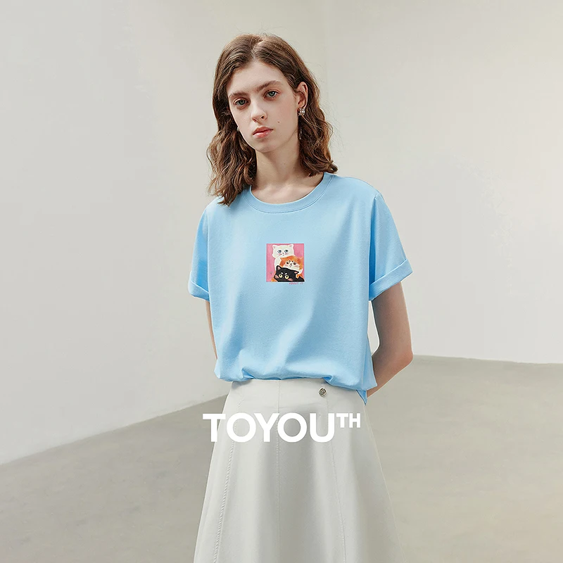 TOYOUTH Women Short Sleeve T shirt 2025 Summer New Cute Cat Printed Cotton Tee Tops 8521122
TOYOUTH Women Short Sleeve T shirt 2025 Summer New Cute Cat Printed Cotton Tee Tops 8521122