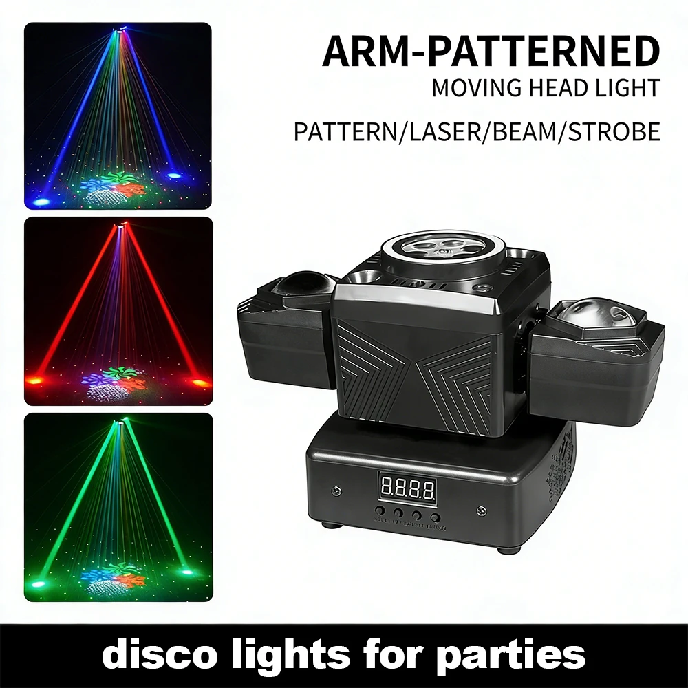 50W Double Head Pattern Moving Head Light LED Strobe Laser DMX512 Sound Activated Stage Lighting DJ Bar KTV Party Wedding Disco
50W Double Head Pattern Moving Head Light LED Strobe Laser DMX512 Sound Activated Stage Lighting DJ Bar KTV Party Wedding Disco
