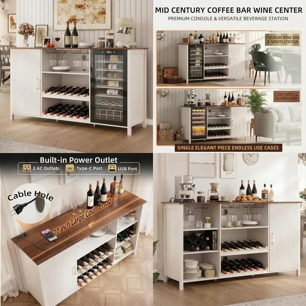 70 Grand Coffee Bar Cabinet with Ridged Storage and Power Outlet, Compact Mini Bar with Storage, Liquor Cabinet with Wine Rack a
70 Grand Coffee Bar Cabinet with Ridged Storage and Power Outlet, Compact Mini Bar with Storage, Liquor Cabinet with Wine Rack a