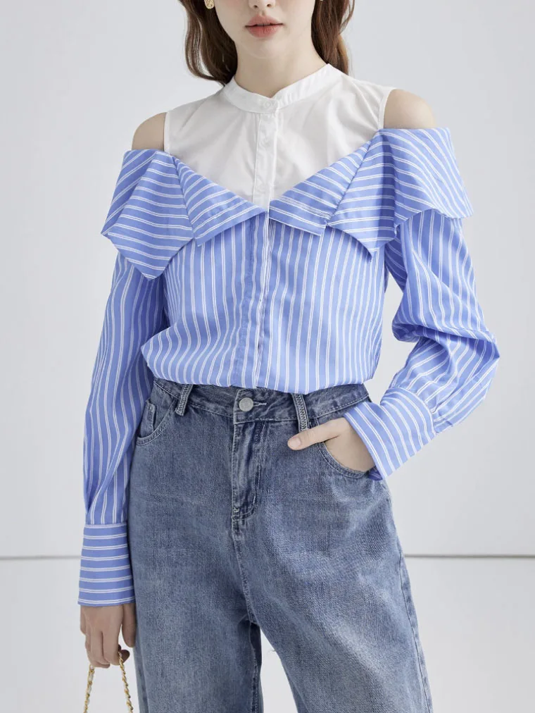 Y2K Off-the-shoulder Chic Striped Shirt Women 2023 New Patchwork Stylish Commuter Women's Blouse Korean Fashion Blusas Top
Y2K Off-the-shoulder Chic Striped Shirt Women 2023 New Patchwork Stylish Commuter Women's Blouse Korean Fashion Blusas Top