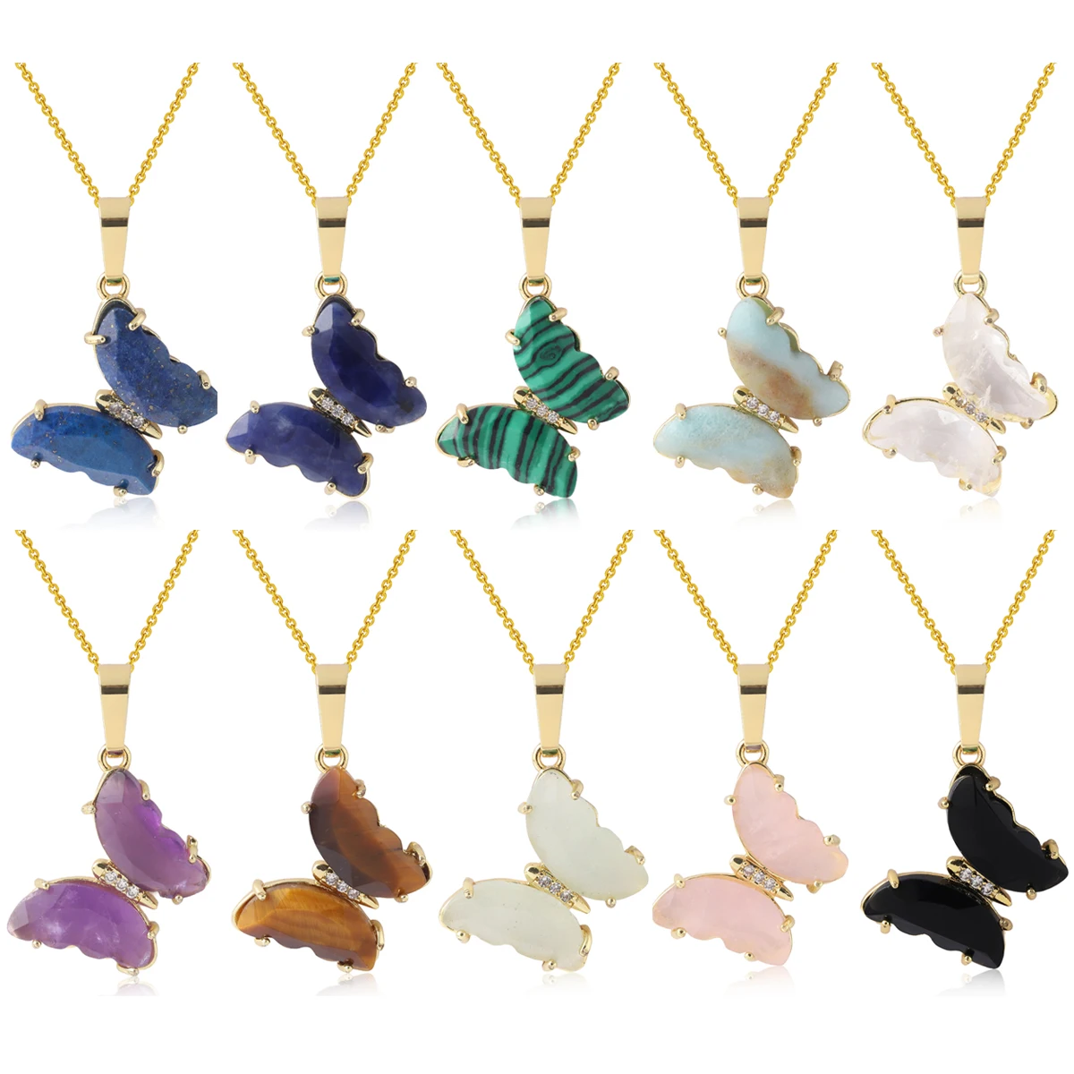 Crystal Necklace Butterfly Necklaces Natural Stone Amethysts Clear Quartz Tiger Eye Butterfly Pendants Necklace Fashion Jewelry
Crystal Necklace Butterfly Necklaces Natural Stone Amethysts Clear Quartz Tiger Eye Butterfly Pendants Necklace Fashion Jewelry