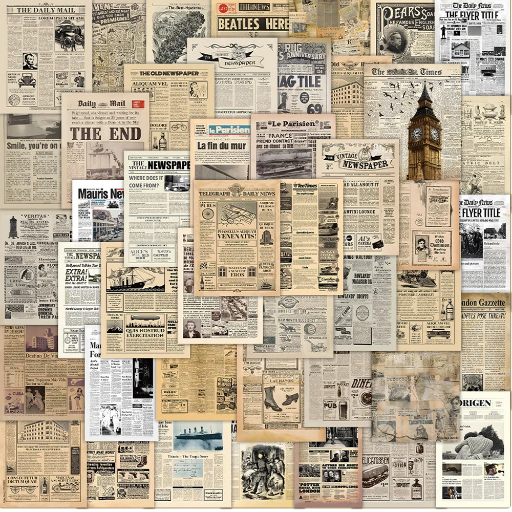 60pcs Vintage Newspaper Graffiti Stickers Retro Decals for Stationery Suitcase Luggage Phone Notebook Waterproof Vinyl Sticker
60pcs Vintage Newspaper Graffiti Stickers Retro Decals for Stationery Suitcase Luggage Phone Notebook Waterproof Vinyl Sticker