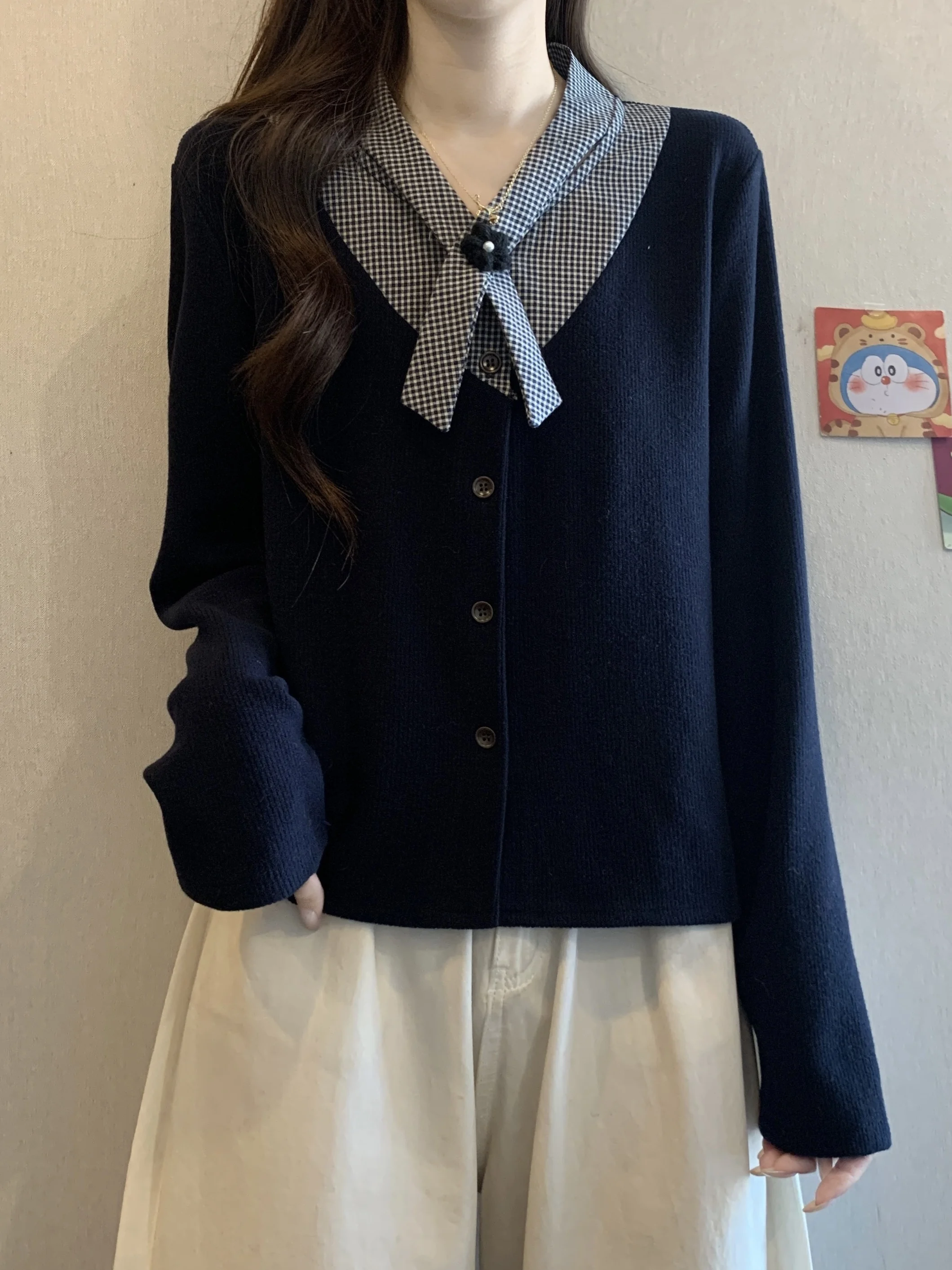 Long Sve Plaid Patchwork Design Women's irt Autumn Winter plus Size Faionable Youthful Sle Korean Sle Loose Fit
Long Sve Plaid Patchwork Design Women's irt Autumn Winter plus Size Faionable Youthful Sle Korean Sle Loose Fit