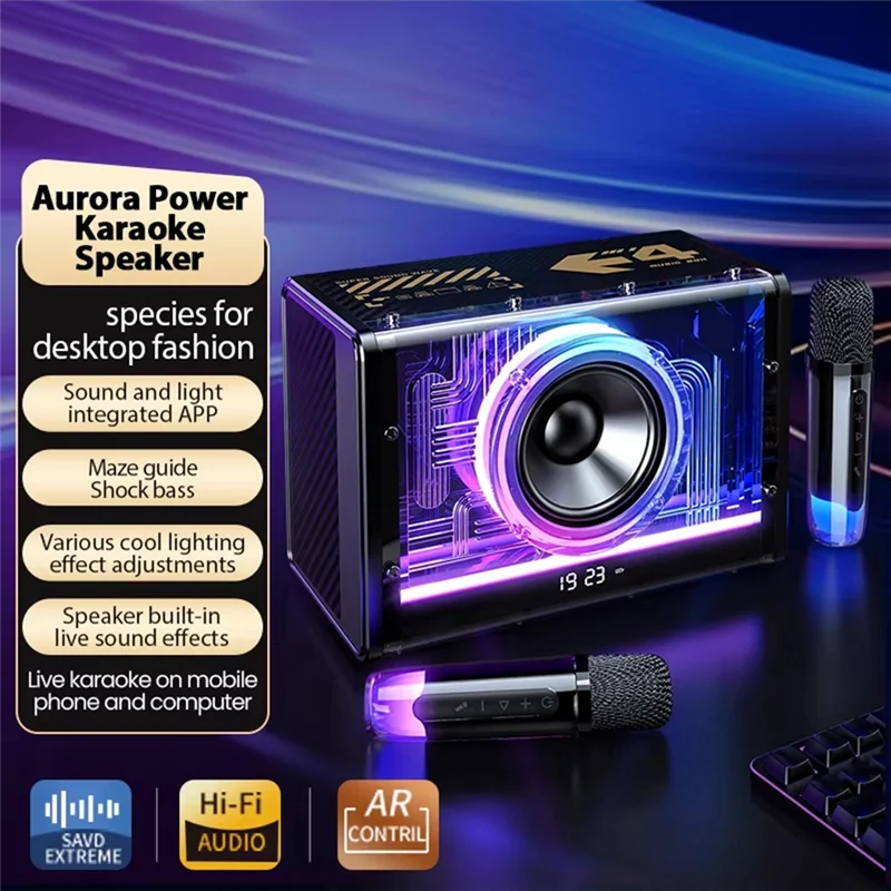 B07B-Speaker Karaoke Machine Two Wireless Microphones Portable Adults Kids LED Lights
B07B-Speaker Karaoke Machine Two Wireless Microphones Portable Adults Kids LED Lights