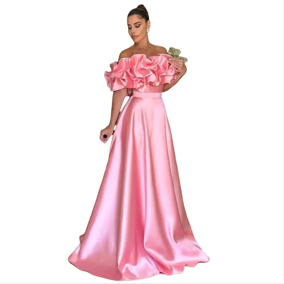 Satin Evening Dresses Women Ruched Off the Shoulder Maxi Gown A Line Elegant vestido de novia Customized
Satin Evening Dresses Women Ruched Off the Shoulder Maxi Gown A Line Elegant vestido de novia Customized