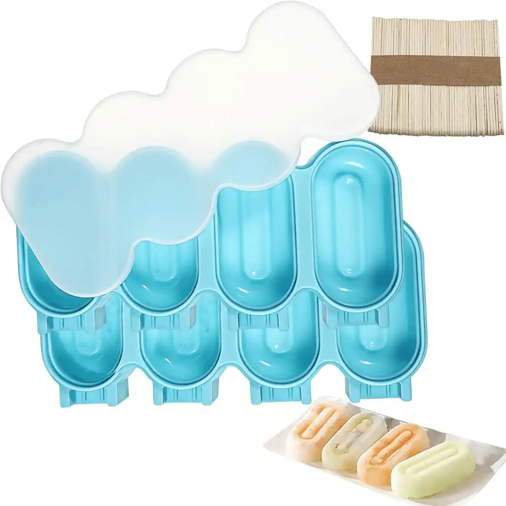 2pcs Silicone Ice Cream Molds, Ice Pop Maker Set With Sticks And 50 Wooden Sticks, Reusable Kitchen Mold For Homemade Chilled Treats Blue Silicone Suitable For Family Summer Fun
2pcs Silicone Ice Cream Molds, Ice Pop Maker Set With Sticks And 50 Wooden Sticks, Reusable Kitchen Mold For Homemade Chilled Treats Blue Silicone Suitable For Family Summer Fun