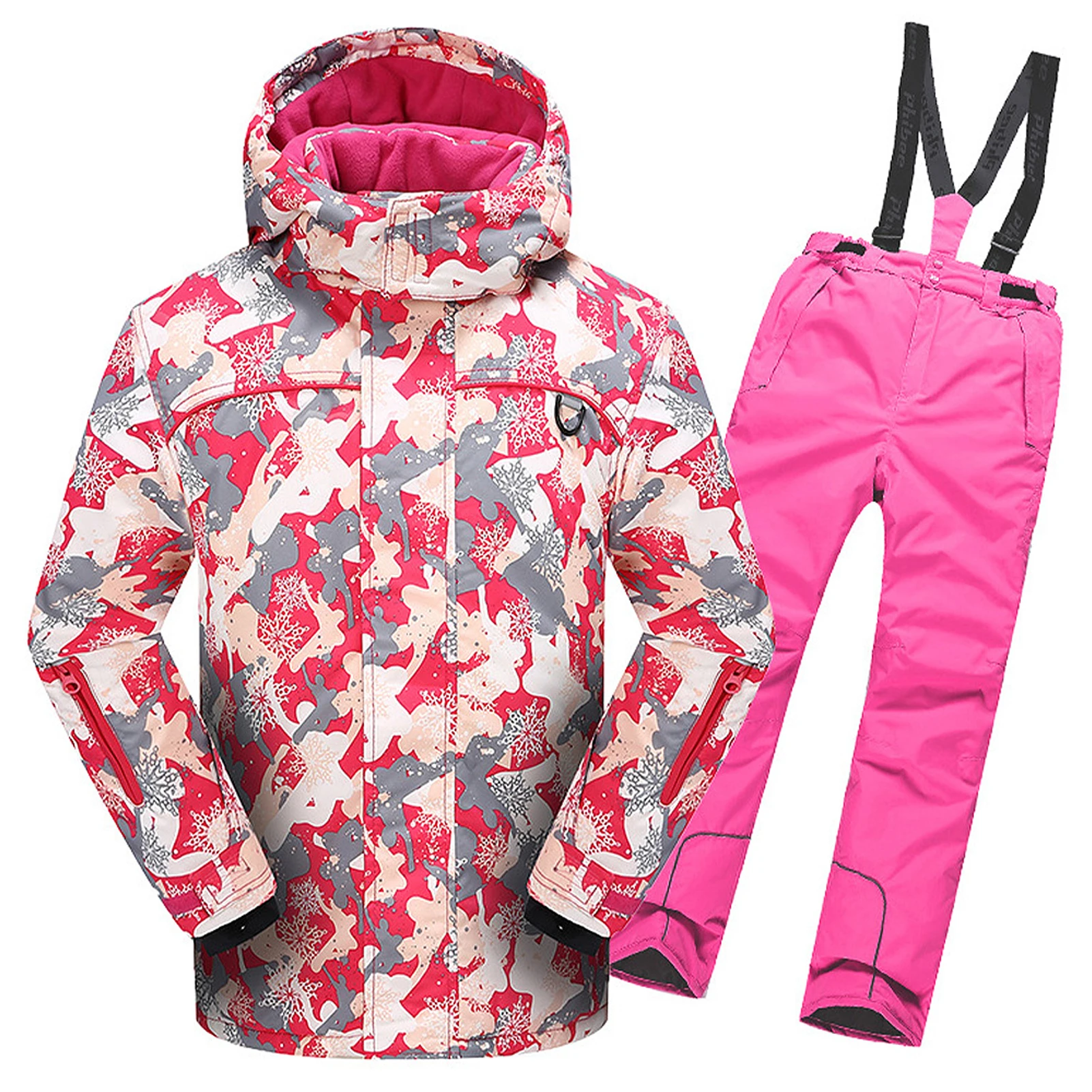 2-piece Skiing Jacket Bib Pants Set for Boys Girls Fleece Warm Snowsuits with Hood Waterproof Windproof Children's Ski Suits
2-piece Skiing Jacket Bib Pants Set for Boys Girls Fleece Warm Snowsuits with Hood Waterproof Windproof Children's Ski Suits