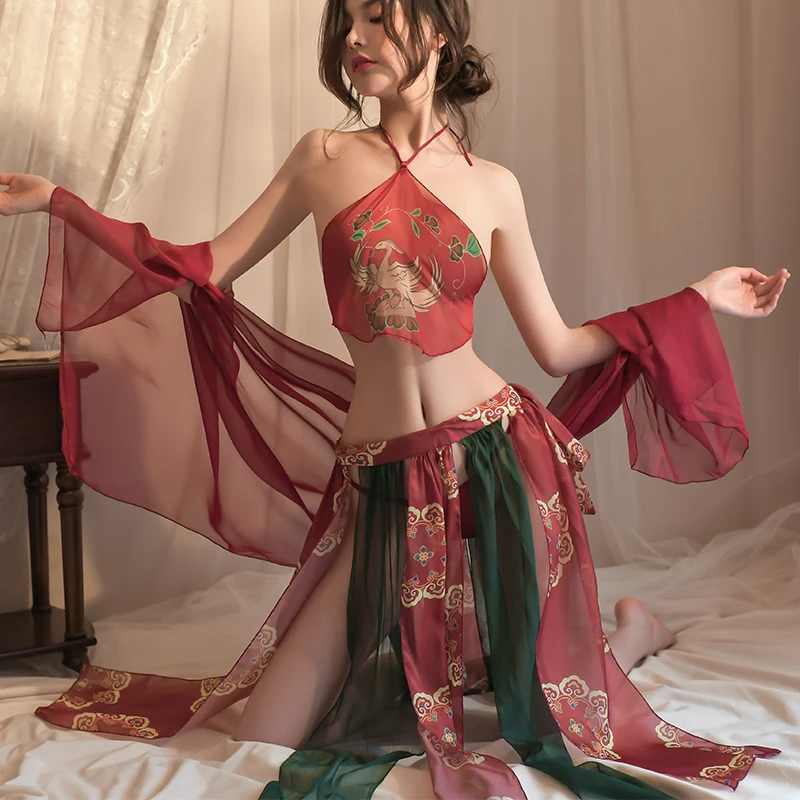 Traditional Chinese Skirt Sexy Lingerie Chiffon See Through Classic Printing Retro Hanfu Outfit Anime Cosplay Passion Costumes
Traditional Chinese Skirt Sexy Lingerie Chiffon See Through Classic Printing Retro Hanfu Outfit Anime Cosplay Passion Costumes
