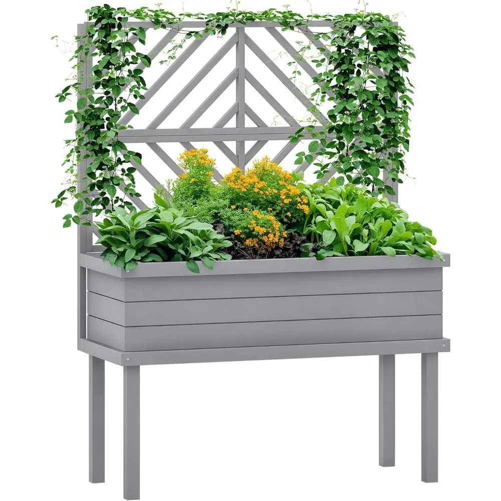 Raised Garden Bed with Trellis, Elevated Planter for Vegetables, Grape Vines, Outdoor Patio, Gray
Raised Garden Bed with Trellis, Elevated Planter for Vegetables, Grape Vines, Outdoor Patio, Gray
