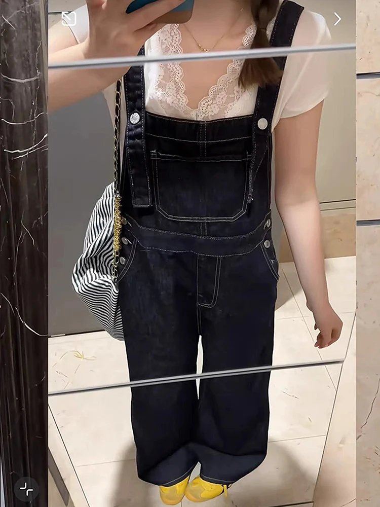 American style retro denim overalls women's spring and summer 2025 new item tall waist straight leg loose wide leg pants
American style retro denim overalls women's spring and summer 2025 new item tall waist straight leg loose wide leg pants