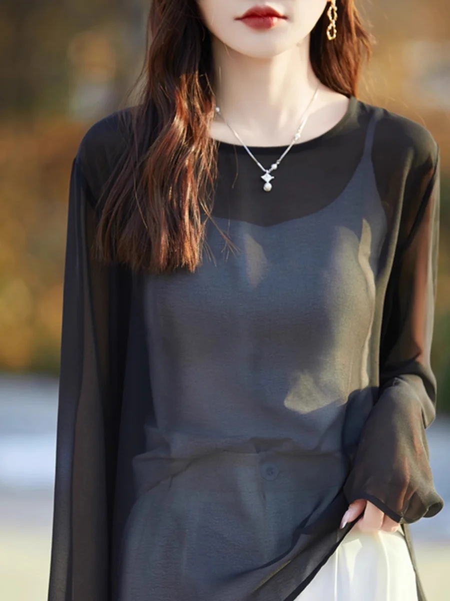 Легкая женская накидка свободного кроя с круглым вырезом и длинными рукавами, полупрозрачная, для защиты от солнца и кондиционирования воздуха, из сетчатой ткани
Легкая женская накидка свободного кроя с круглым вырезом и длинными рукавами, полупрозрачная, для защиты от солнца и кондиционирования воздуха, из сетчатой ткани