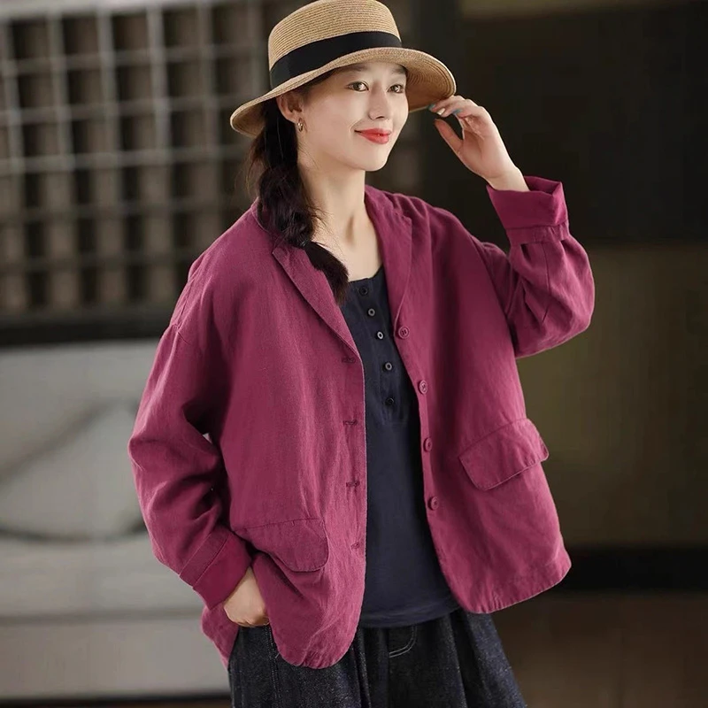100% Linen Women Casual Tailored Coats New Arrival 2025 Autumn Simple Style Solid Color Female Long Sleeve Basics Jackets T770
100% Linen Women Casual Tailored Coats New Arrival 2025 Autumn Simple Style Solid Color Female Long Sleeve Basics Jackets T770