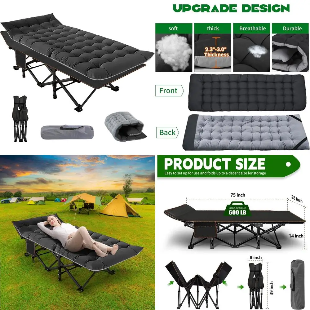Портативная складная кроватка с матрасом для взрослых, уличная походная кровать, двухслойная, в стиле милитари, удобная и прочная для
Портативная складная кроватка с матрасом для взрослых, уличная походная кровать, двухслойная, в стиле милитари, удобная и прочная для