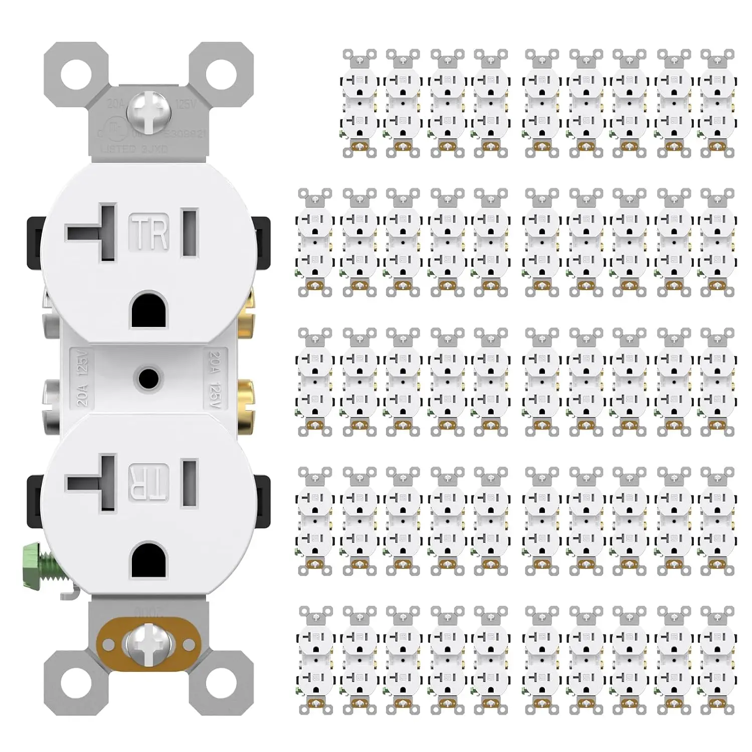 20 Amp Tamper Resistant Duplex Outlet, Heavy-Duty Residential Receptacle, NEMA 5-20R, UL Listed, 10 Pack
20 Amp Tamper Resistant Duplex Outlet, Heavy-Duty Residential Receptacle, NEMA 5-20R, UL Listed, 10 Pack