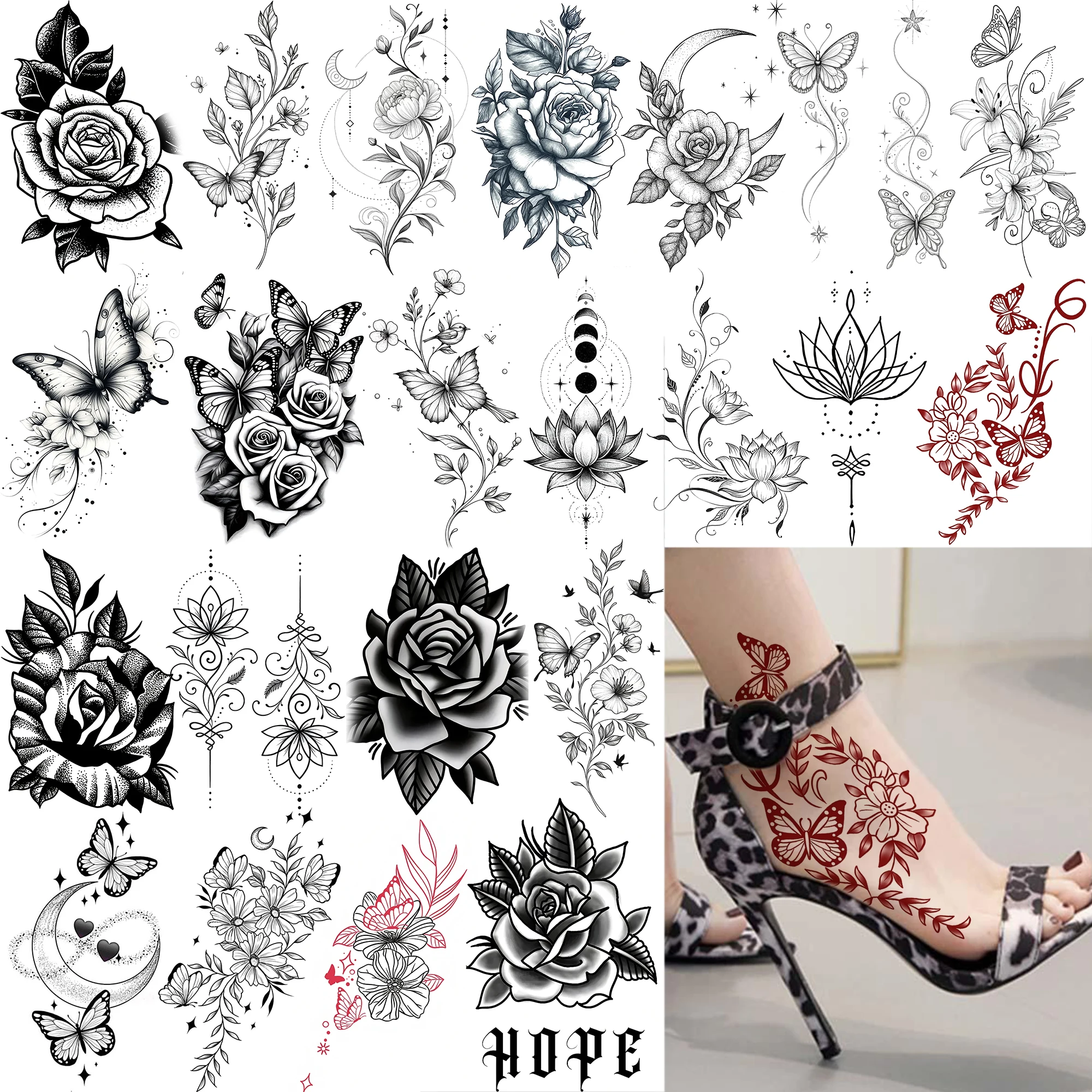 1 Sheet Crescent Flower Temporary Tattoos Women Hands Clavicle Instep, Fake Tattoo Sticker Long Lasting Realistic Tatoo Body Art
1 Sheet Crescent Flower Temporary Tattoos Women Hands Clavicle Instep, Fake Tattoo Sticker Long Lasting Realistic Tatoo Body Art