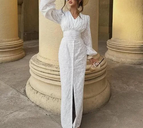 2025 Elegant Sexy Autumn New Solid Color Long Sleeved V-Neck Waist with Split Tie Dress Female Clothing
2025 Elegant Sexy Autumn New Solid Color Long Sleeved V-Neck Waist with Split Tie Dress Female Clothing