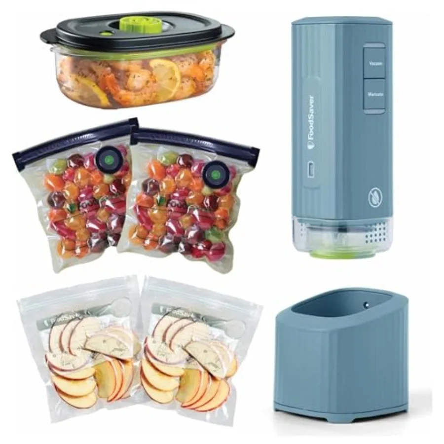 Cordless handheld vacuum sealer for freezer storage and sous vide meal prep, ABS plastic body in black, with marinate function
Cordless handheld vacuum sealer for freezer storage and sous vide meal prep, ABS plastic body in black, with marinate function