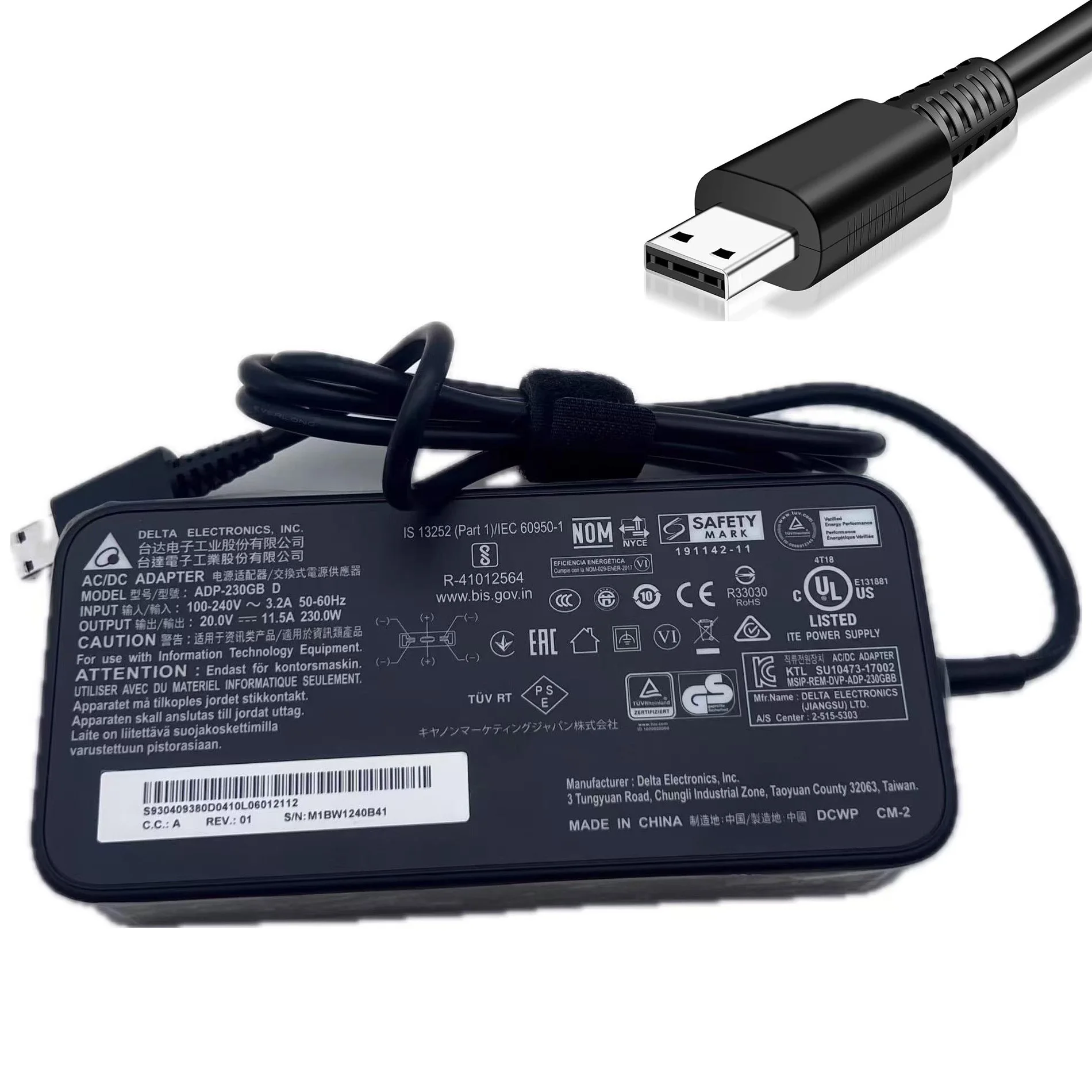 Original Delta 230W 20V 11.5A AC DC Adapter Charger for MSI GE66 Raider 10UG-211 10UH-086FR 10UE-079AU Power Supply ADP-230GB D
Original Delta 230W 20V 11.5A AC DC Adapter Charger for MSI GE66 Raider 10UG-211 10UH-086FR 10UE-079AU Power Supply ADP-230GB D