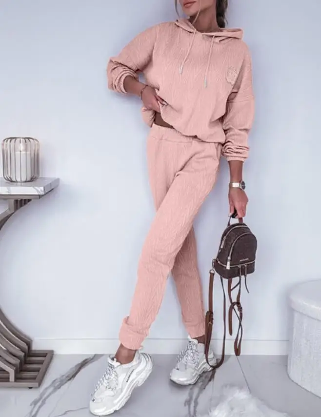 Two Piece Set Women Outfit 2025 Spring New Jacquard Drop Shoulder Drawstring Hoodie Sweatshirt & Elastic Waist Casual Pants Set
Two Piece Set Women Outfit 2025 Spring New Jacquard Drop Shoulder Drawstring Hoodie Sweatshirt & Elastic Waist Casual Pants Set