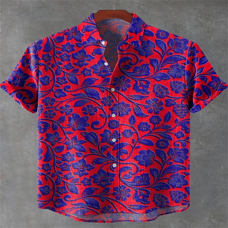 Men's Hawaiian Shirt Red Blue Floral Print Short Sleeve Button Down Summer Beach Casual Blouse
Men's Hawaiian Shirt Red Blue Floral Print Short Sleeve Button Down Summer Beach Casual Blouse