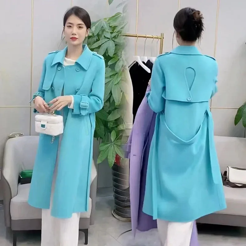 Winter New High Grade Korean Woolen Coat Women Fashion Temperament Long Double Sided Cashmere Wool Trench Overcoat Belt Jacket
Winter New High Grade Korean Woolen Coat Women Fashion Temperament Long Double Sided Cashmere Wool Trench Overcoat Belt Jacket