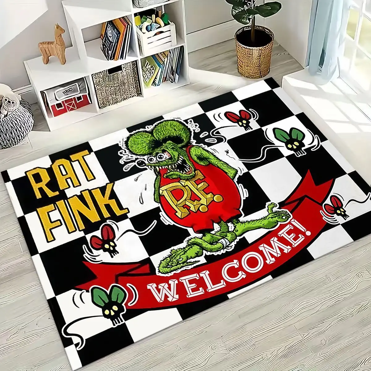 3D Rebellious RAT FINK Cars Sign Cartoon Rug for Bedroom Living Room Sofa Home Doormat Decor, Large Kids Play Non-slip Floor Mat
3D Rebellious RAT FINK Cars Sign Cartoon Rug for Bedroom Living Room Sofa Home Doormat Decor, Large Kids Play Non-slip Floor Mat