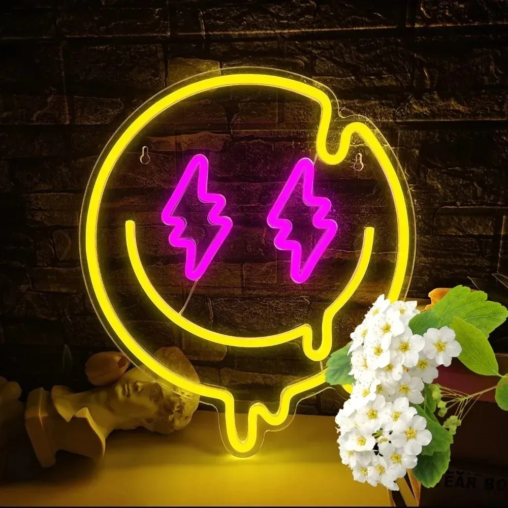 Yellow Smiley Face with Purple Eyes Neon Sign USB Dimmable LED for Living Room Decor Bedroom Wall Art Studio Aesthetic Lighting
Yellow Smiley Face with Purple Eyes Neon Sign USB Dimmable LED for Living Room Decor Bedroom Wall Art Studio Aesthetic Lighting