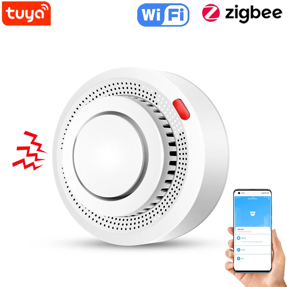 Смарт-детектор дыма Tuya, Wi-Fi/Zigbee датчик огня для домашней безопасности, работает с Tuya Zigbee Hub
Смарт-детектор дыма Tuya, Wi-Fi/Zigbee датчик огня для домашней безопасности, работает с Tuya Zigbee Hub
