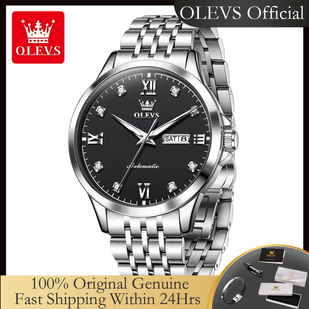 OLEVS 7092 Men's Watch Original Automatic Mechanical Watches for Man Diamond Roman Scale Date Week Top Luxury Business Man Watch
OLEVS 7092 Men's Watch Original Automatic Mechanical Watches for Man Diamond Roman Scale Date Week Top Luxury Business Man Watch