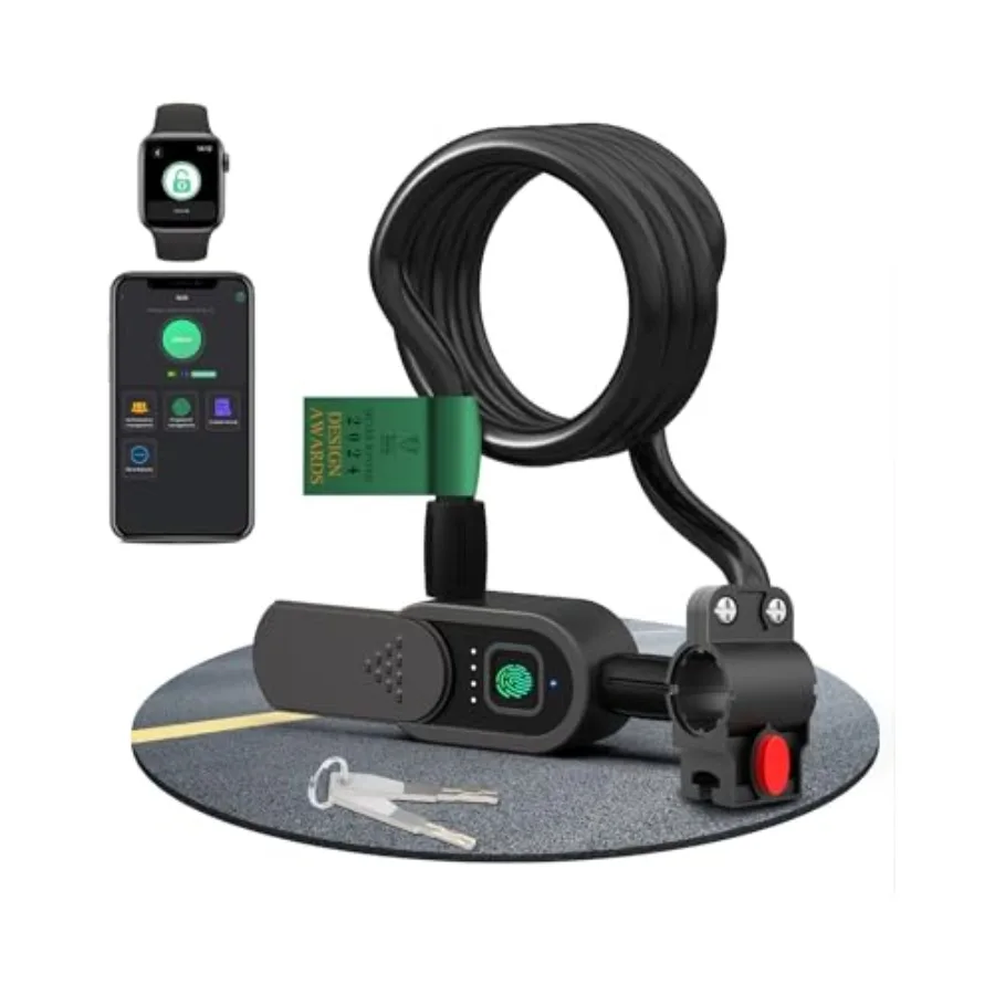 Fingerprint Bike Cable Lock, 59'' Waterproof Heavy Duty Electric Smart Cable Lock with Key App iWatch Unlock for Bicycle Scoote
Fingerprint Bike Cable Lock, 59'' Waterproof Heavy Duty Electric Smart Cable Lock with Key App iWatch Unlock for Bicycle Scoote