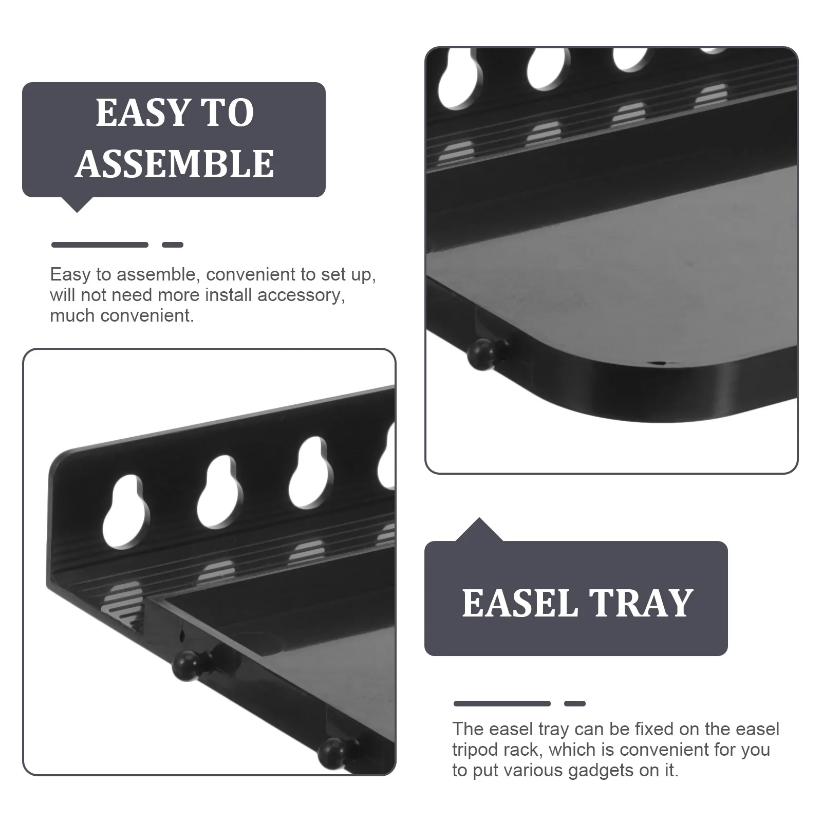1pcs Folding Easel Black Plastic Tray for Painting Multi-use Organizer Compatible Tripod Stands Easy Install Durable Smooth
1pcs Folding Easel Black Plastic Tray for Painting Multi-use Organizer Compatible Tripod Stands Easy Install Durable Smooth