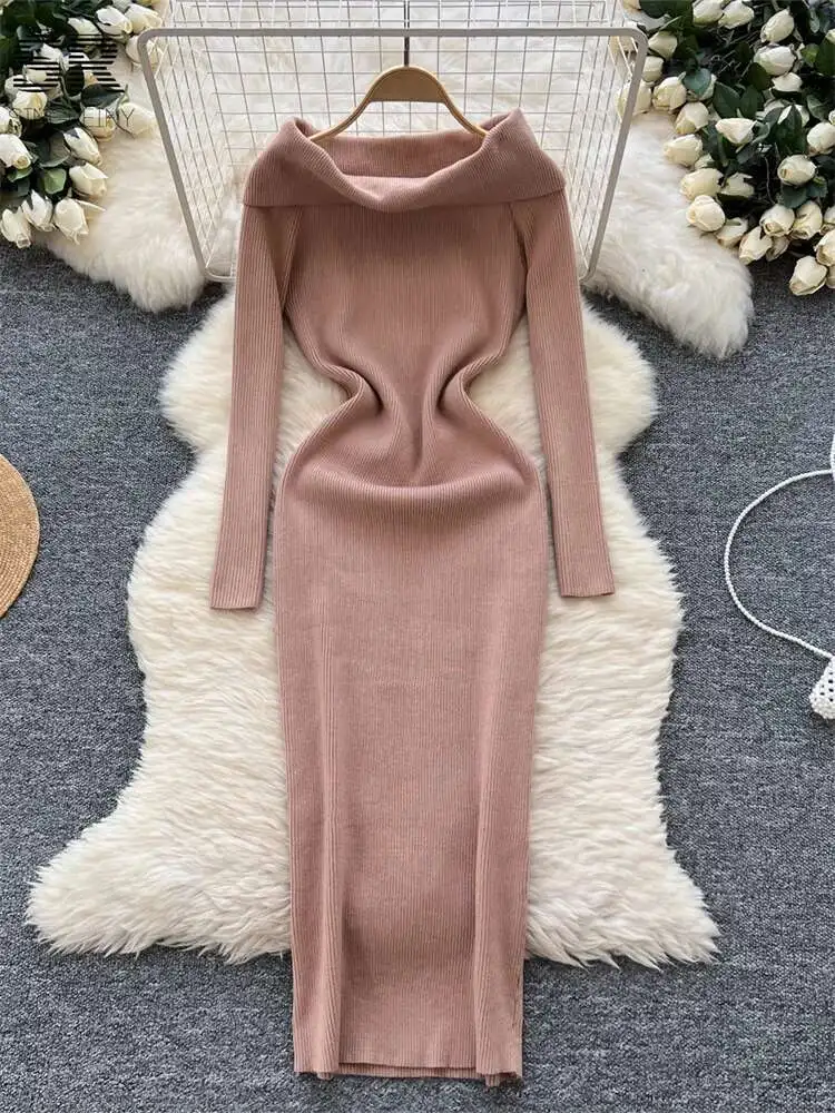 BabYoung Winter Knitting Off Shoulder Long Sleeve Temperament Autumn Elastic Solid Streetwear Women Basics Sweater Dress
BabYoung Winter Knitting Off Shoulder Long Sleeve Temperament Autumn Elastic Solid Streetwear Women Basics Sweater Dress