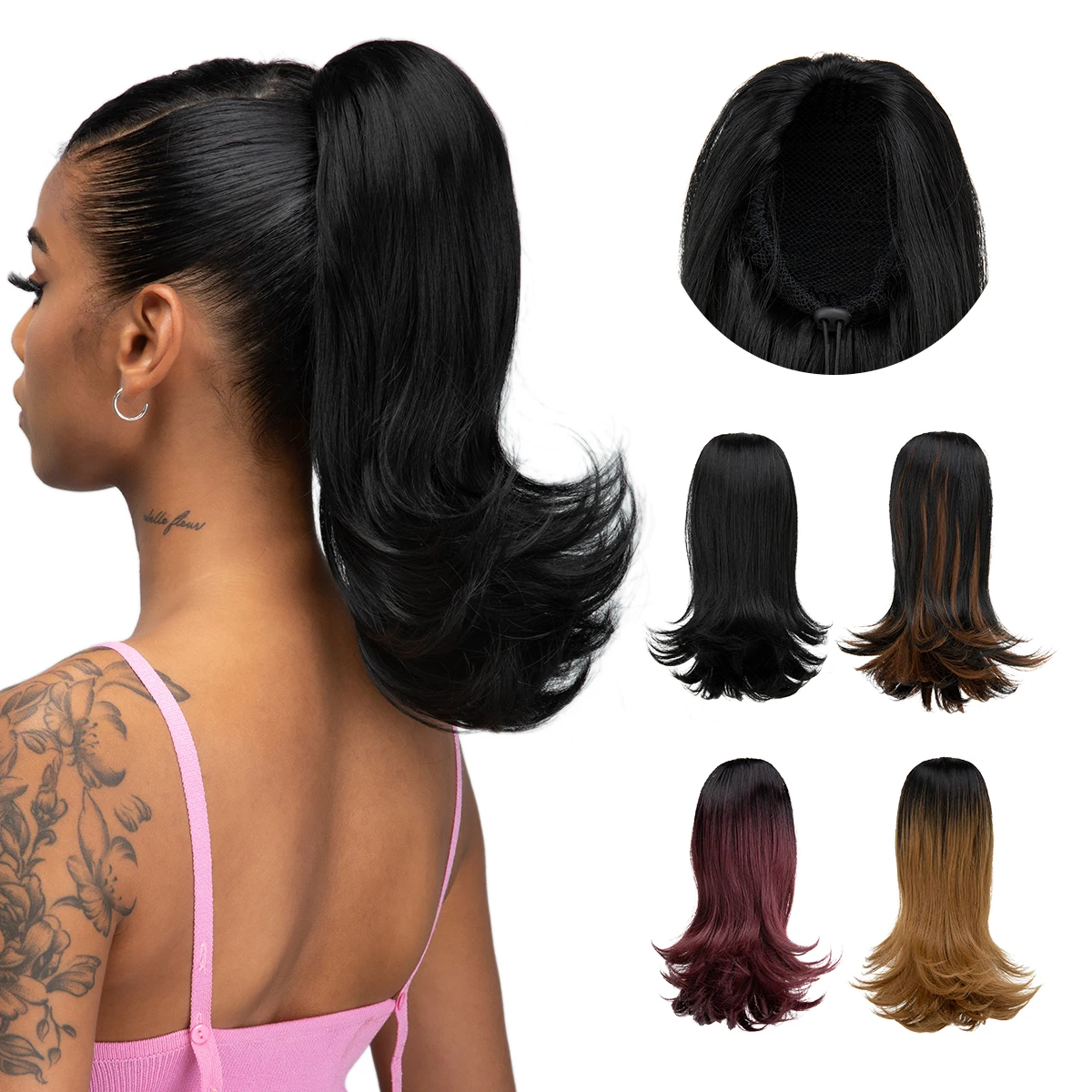 Wholesale 14 Inch Heat Resistance Synthetic Fiber Curly Wave Drawstring Ponytail Clip in Extensions Hairpiece for Black Women
Wholesale 14 Inch Heat Resistance Synthetic Fiber Curly Wave Drawstring Ponytail Clip in Extensions Hairpiece for Black Women