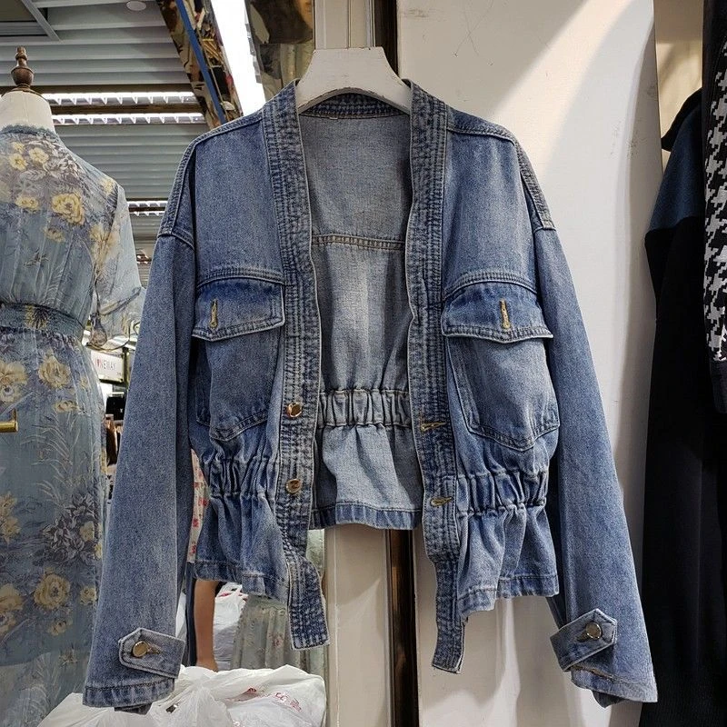 Denim Jacket for Women Plain Cinched Waist Slim Woman Jean Coat Blue Outerwear Spring Autumn 2024 Fashion Low Price Y2k Clothes
Denim Jacket for Women Plain Cinched Waist Slim Woman Jean Coat Blue Outerwear Spring Autumn 2024 Fashion Low Price Y2k Clothes