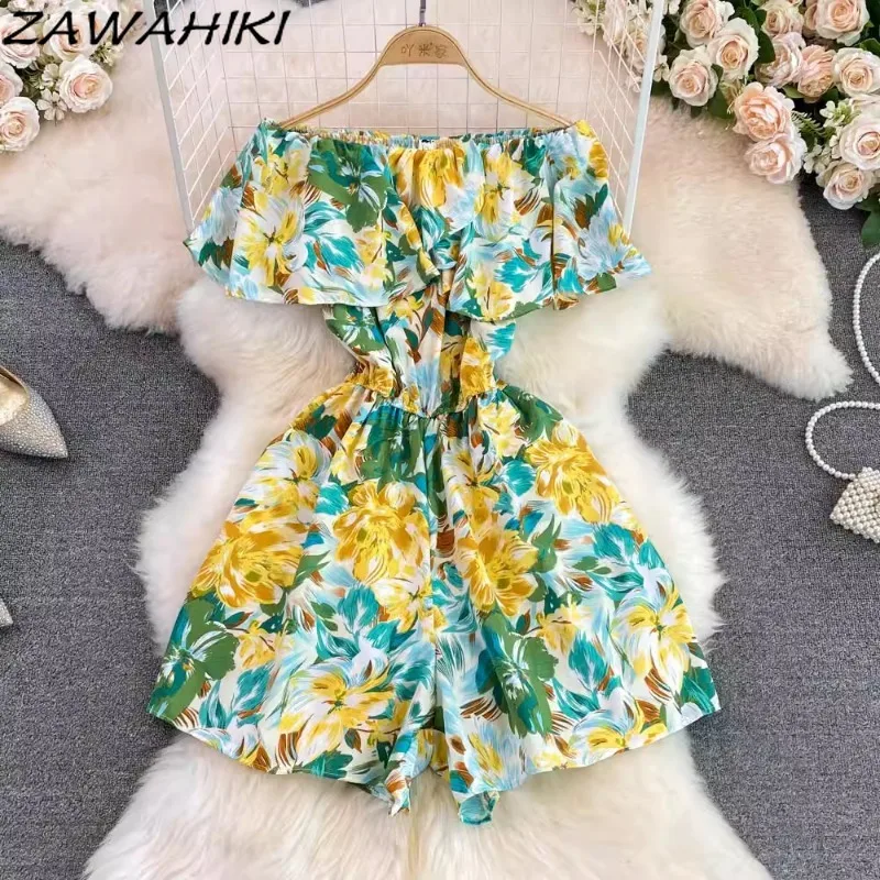 Temperament Jumpsuit Women Slash Neck Off Shoulder Print Ropa Mujer Ruffles Slim Waist Wide Leg Female Clothing for Holiday
Temperament Jumpsuit Women Slash Neck Off Shoulder Print Ropa Mujer Ruffles Slim Waist Wide Leg Female Clothing for Holiday