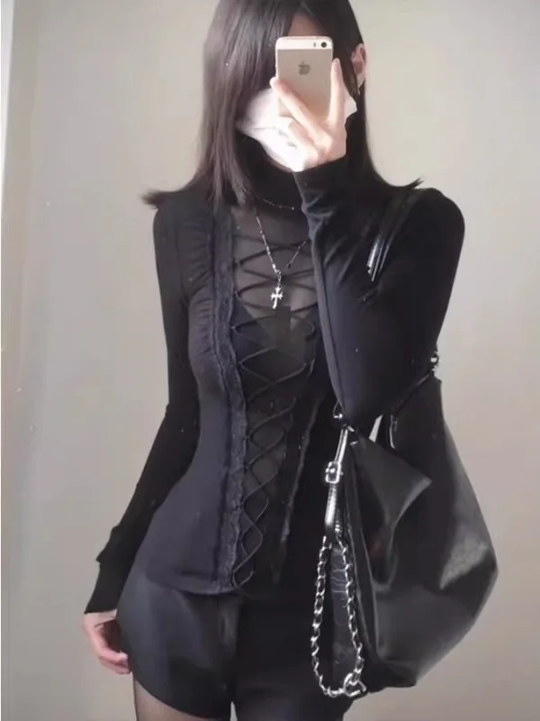 plus Size Sexy Long Sleeve T-Shirt Women's Winter Base Layer Top Net Lace Binding Design Korean Style Slim Fit Commute Style
plus Size Sexy Long Sleeve T-Shirt Women's Winter Base Layer Top Net Lace Binding Design Korean Style Slim Fit Commute Style