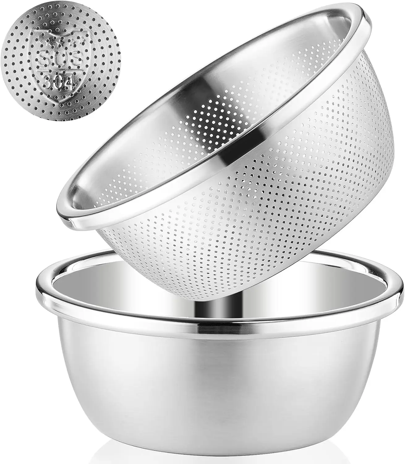 5 Quart Stainless Steel Colander with Mixing Bowl for Pasta Straining, Rice Rinsing, Fruit Washing & Vegetable Draining (2
5 Quart Stainless Steel Colander with Mixing Bowl for Pasta Straining, Rice Rinsing, Fruit Washing & Vegetable Draining (2